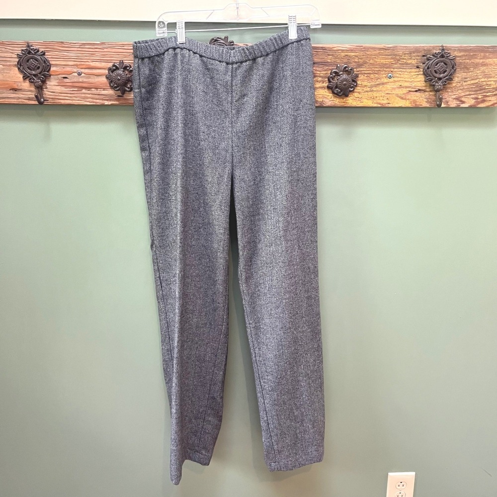 Eileen Fisher Ash Reclaimed Wool Twill Tapered Ankle Pant L Classic Career NEW